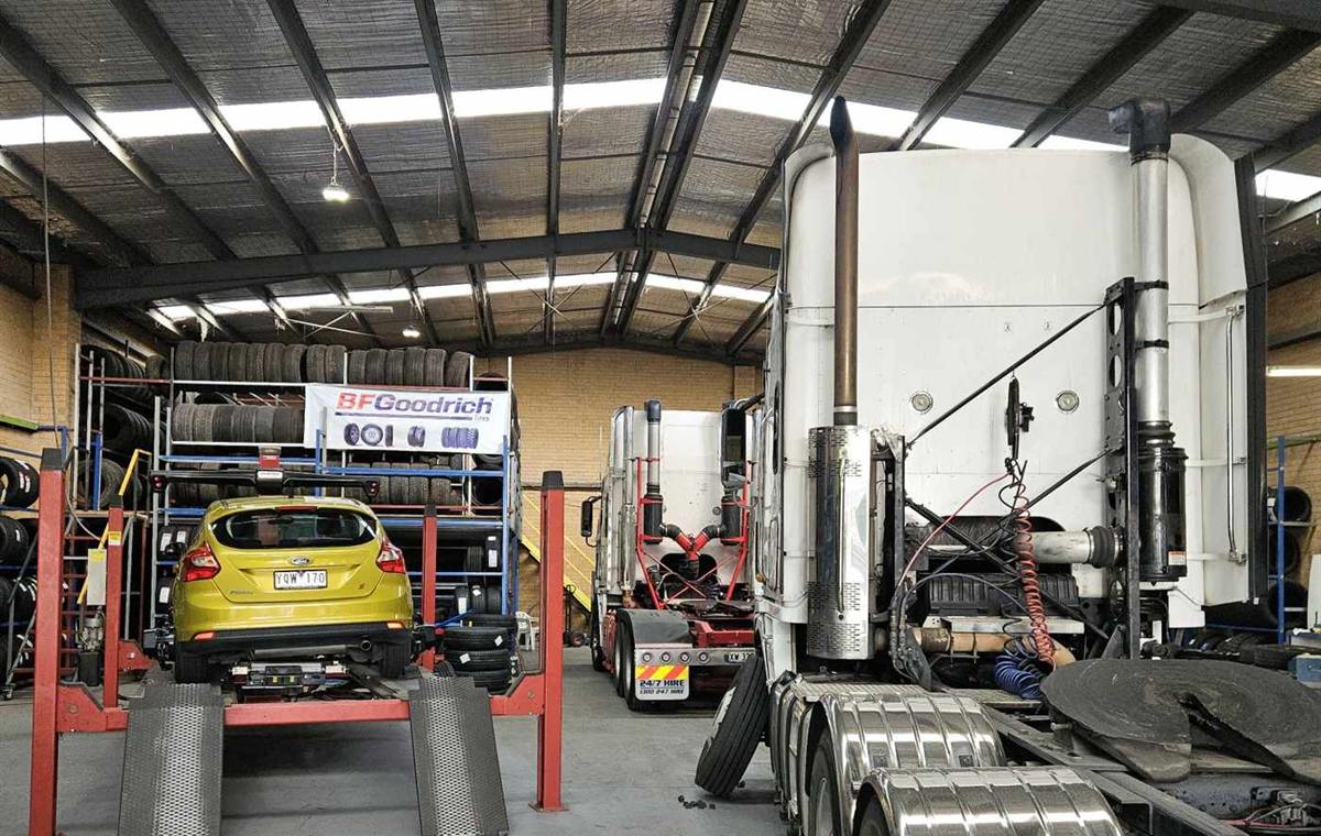 Tyre workshop interior at Cooper St Tyre Centre